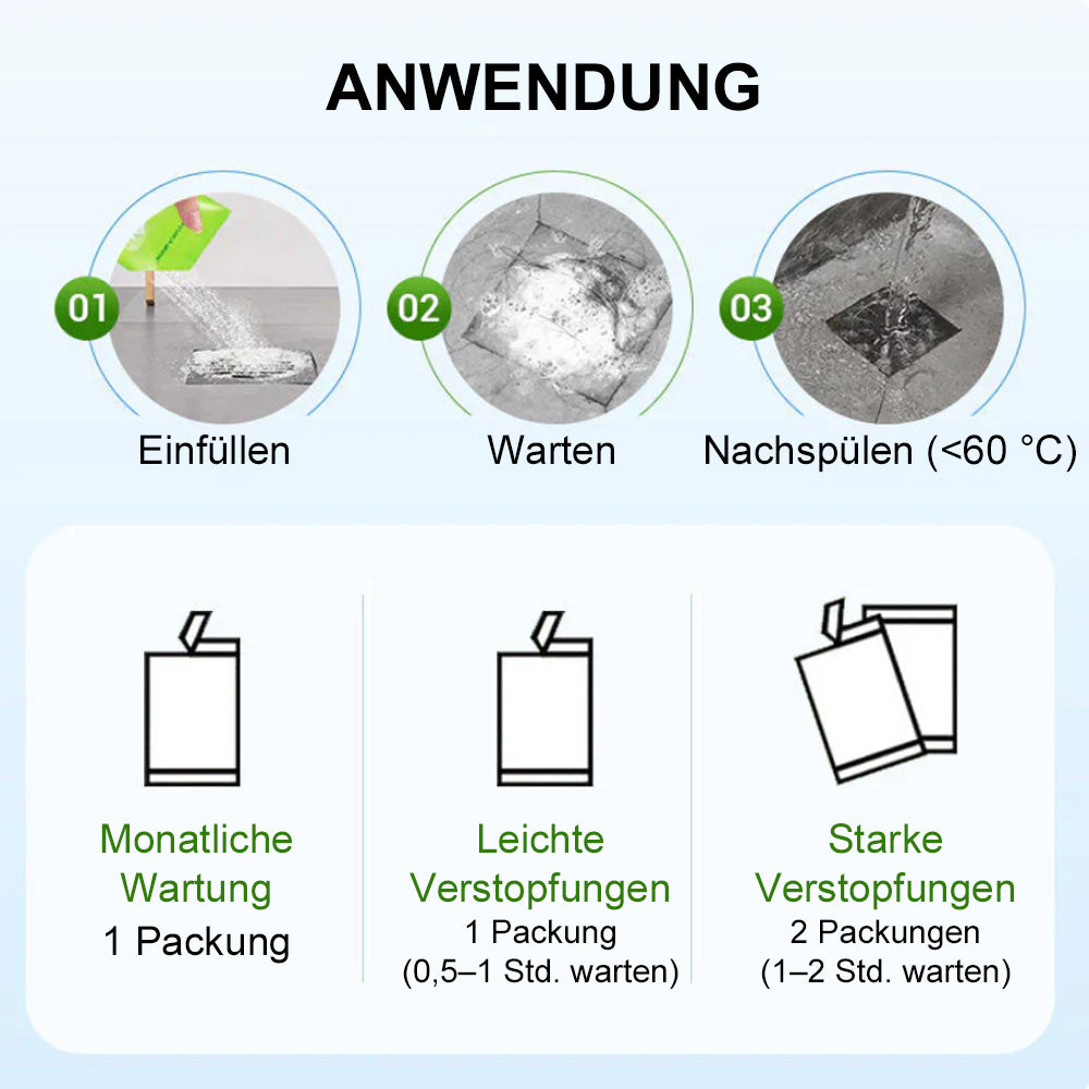 💥Leistungsstarkes tägliches Rohrreinigungspulver🏠– Schnellwirkend, sicher & schonend für Küche, Bad & Dusche 🛡️