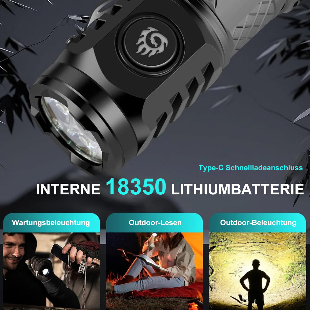🔦✨ Three-Eyed Monster Mini Taschenlampe – Ultrastark, kompakt & wiederaufladbar