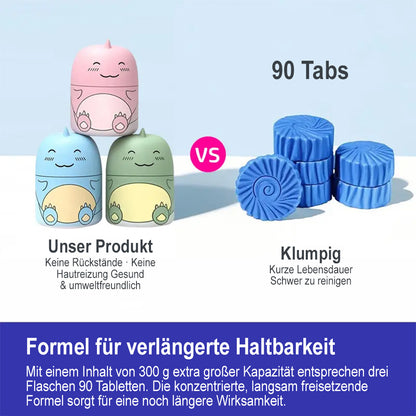 🫧Automatischer WC-Reiniger im süßen Dino-Design – Langzeit Toilettenreiniger für den Spülkasten (Hält bis zu 9 Monate), WC-Duft gegen Kalk & Gerüche (Ozean/Jasmin/Pfirsich)